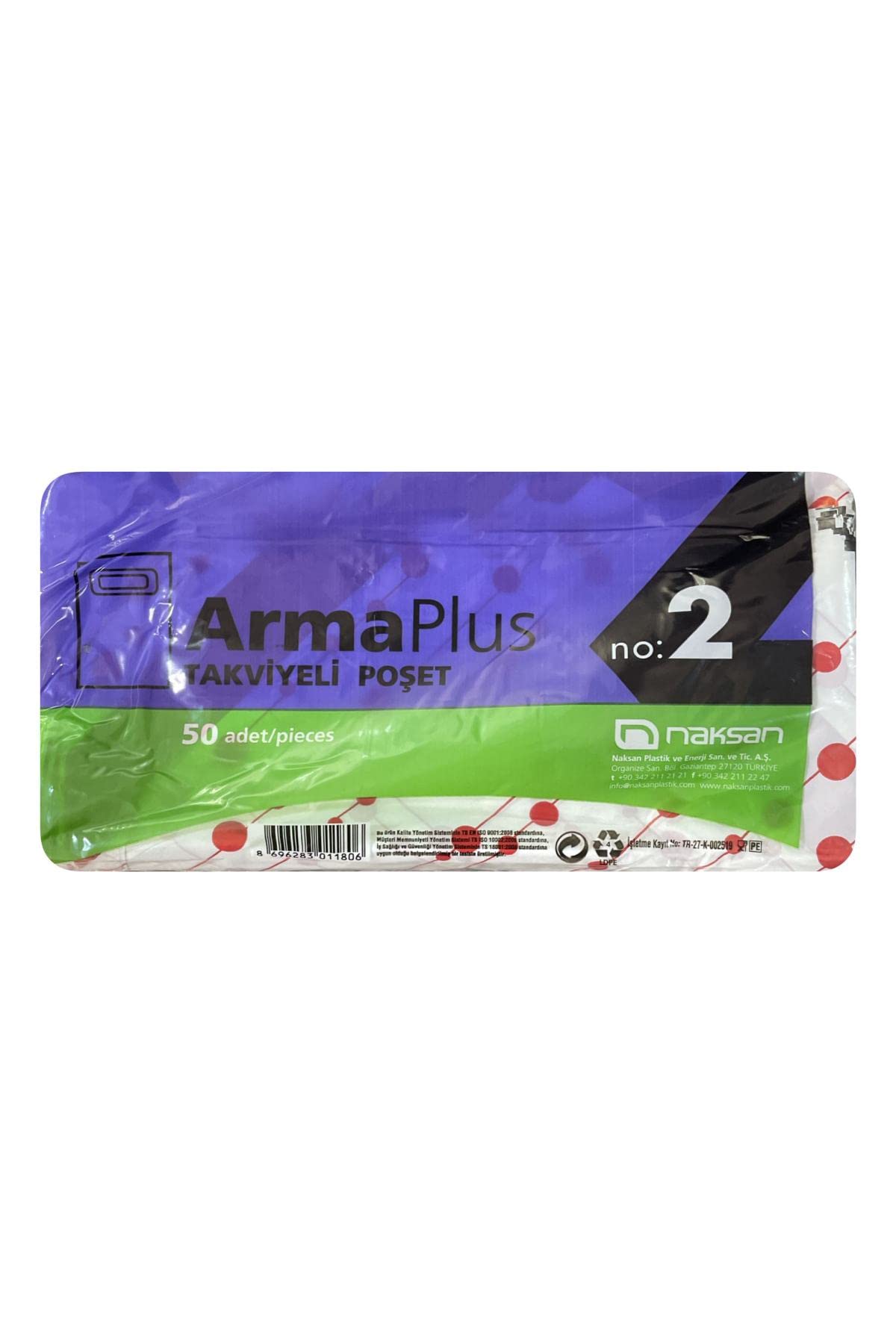 Arma Naksan Renkli Takviyeli Poşet No:2 26x38 cm (50 Adet)