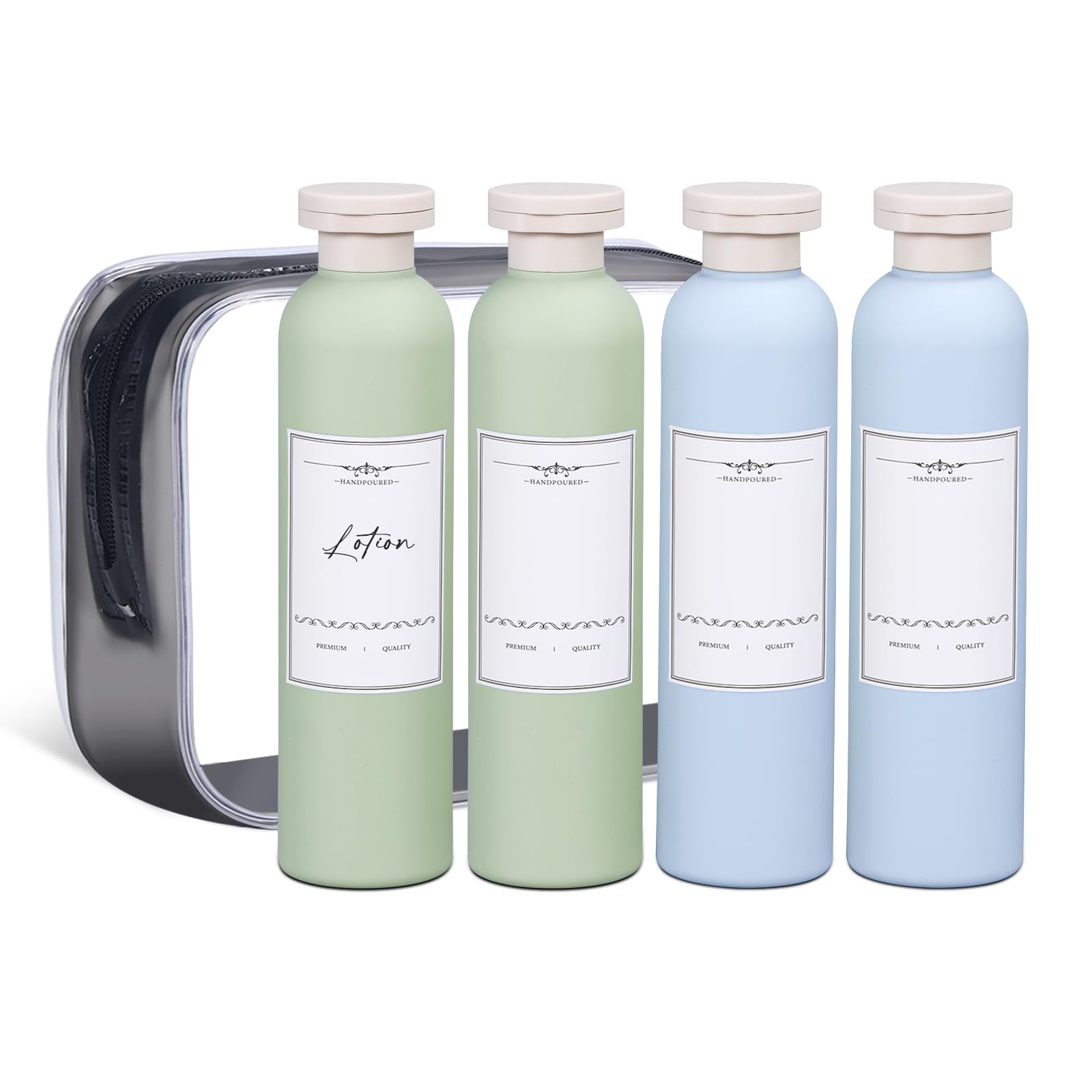 ASEVAT 8.8 oz Leak Proof Travel Bottle with Flip Cap, Shampoo and Conditioner Bottle Set, Refillable Containers for Lotion, Cream Shampoo(4Pcs)