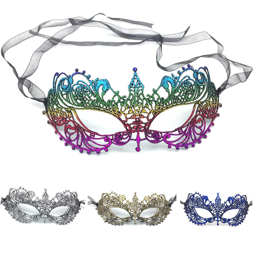 Gold Look 4pcs Masquerade Masks Lace Eye Mask, Women Halloween Mask Lady Girl Party Mask for Party Masquerade Costume Halloween(multicolour mask) (B0BSLP59M7) Amazon Price History, Amazon Price Tracker