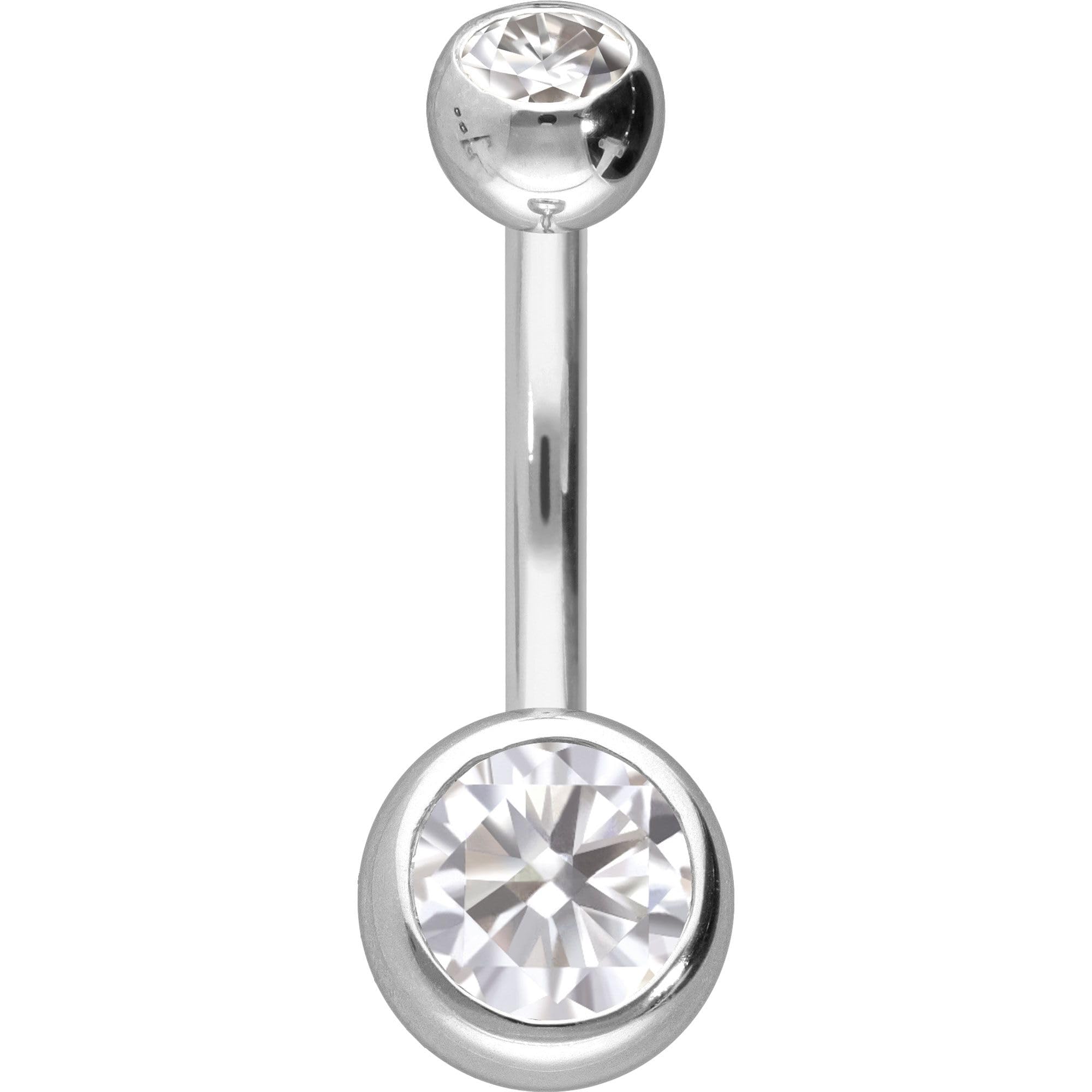 PIERCINGLINE Piercing para el ombligo de oro de 14/18 quilates, bananabell 2, oro blanco 750, longitud de la barra: 8 mm