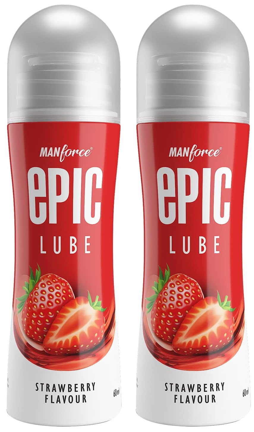 Manforce Epic Lube Strawberry Flavoured (Lubrication Gel For Men & Women) Water-Based Gel, Skin-Friendly, Safe To Use With Condoms, 60ml (Pack of 2)