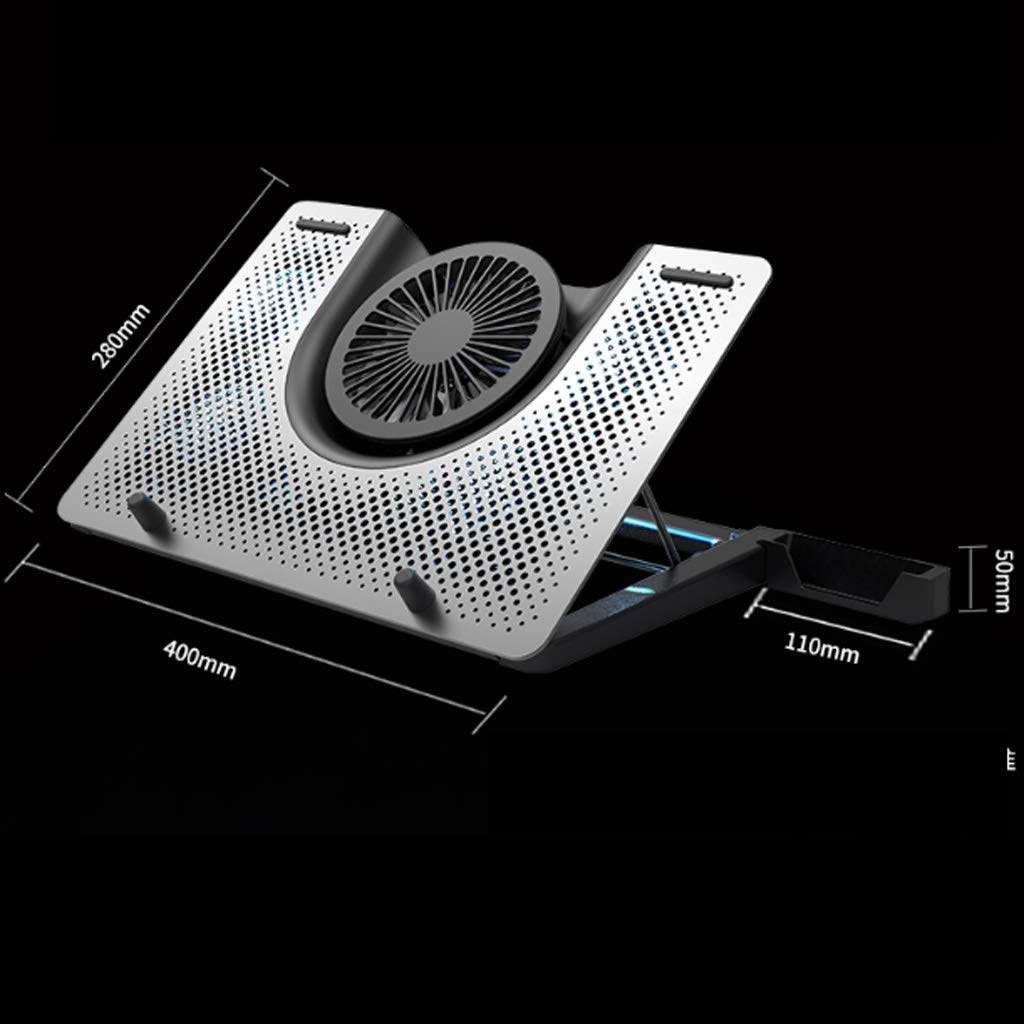 MYBA Laptop Kühler Laptop Cooling Pad, Laptop Cooling Stand in Aluminium mit RGB-Hintergrundbeleuchtung Gaming Laptop Cooling Pad for Schreibtisch USB-betriebene Ventilator Notebook kühler