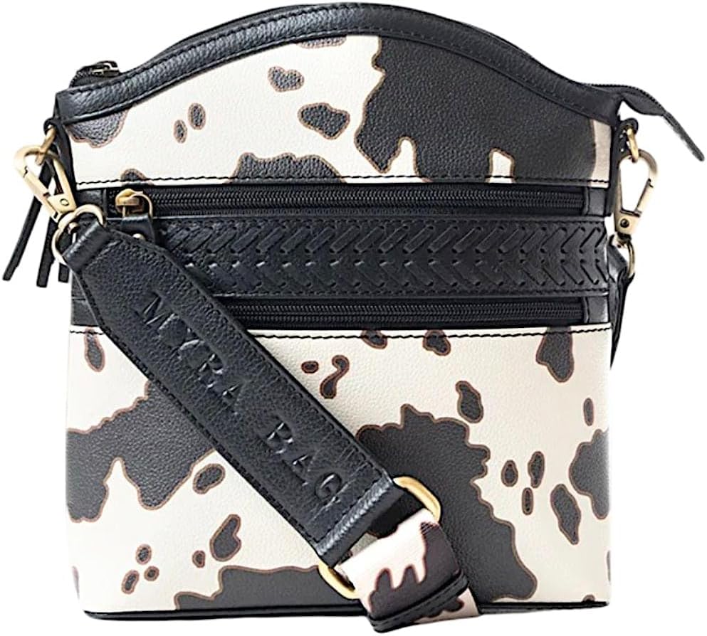 Myra Bag Western Leather Shoulder Bag for Women - Cow Print Country Crossbody Purse