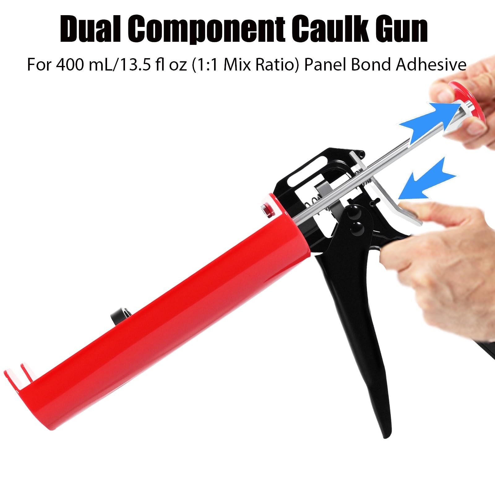 Pistola de calafateo de doble componente, para 400 ml/399.2 ml (relación de mezcla 1:1), pistola epoxi adhesiva de unión de panel, pistola de calafateo de silicona de doble componente que ahorra mano