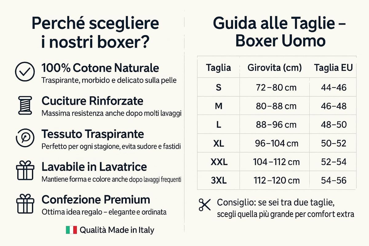 Generico Forte - Boxer Uomo Cotone 100 per Cento in Tessuto Popeline Made in Italy, Mutande Uomo Cotone, Taglie dalla S alla 5XL Intimo Uomo Cotone