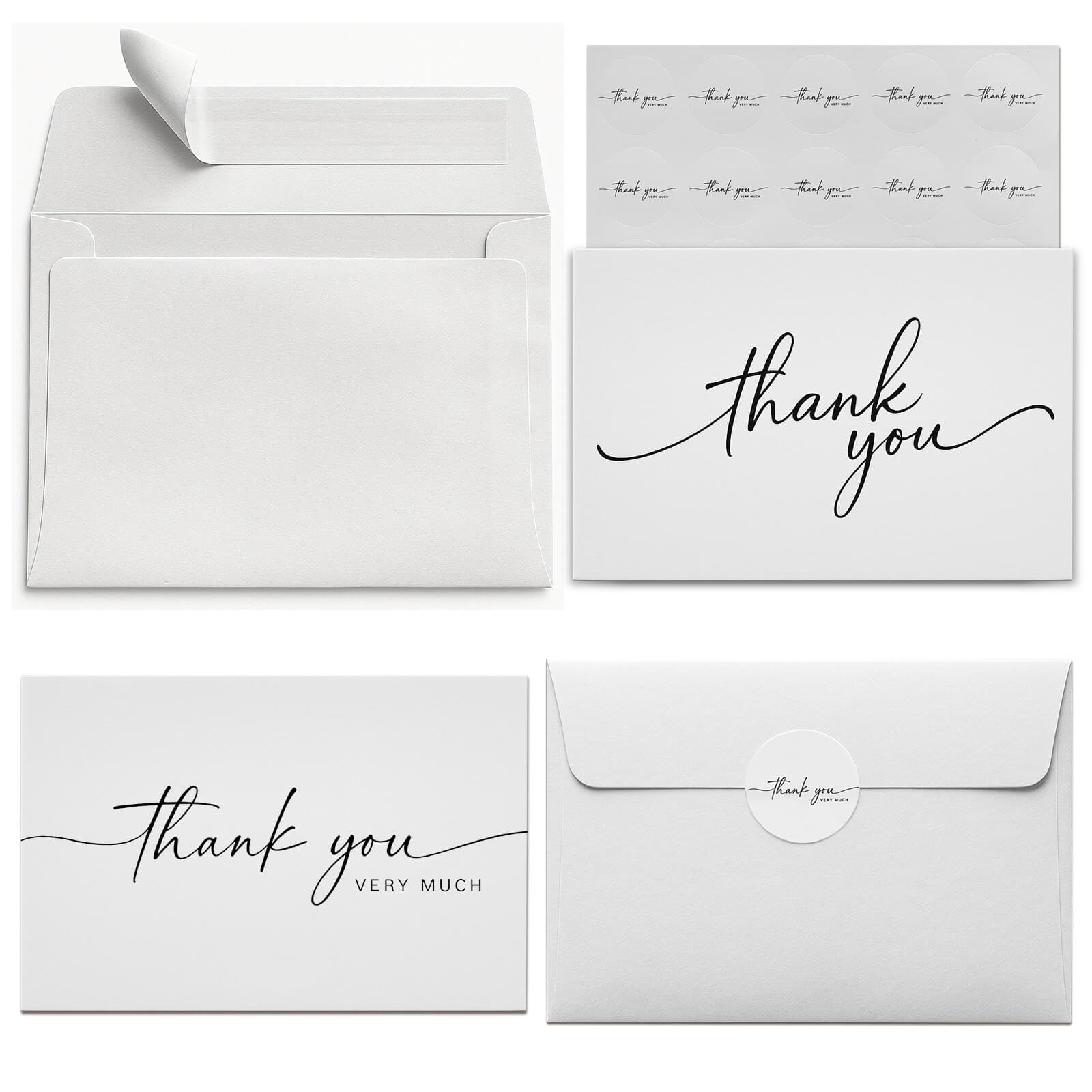 Thank You Cards With Self Seal Envelopes And Matching Stickers,3x3.5 - View #8