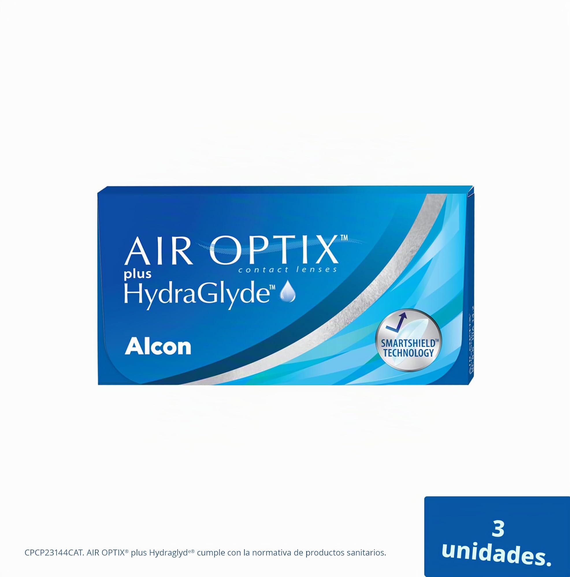 Air Optix plus HydraGlyde Lentes de contacto de reemplazo mensual, Pack de 3, R 8.6 mm, D 14.2 mm, -1.75 Diopt