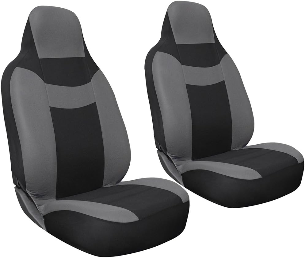 Oxgord 2-Piece Integrated Flat Cloth Bucket Universal Seat Covers, Gray and Black