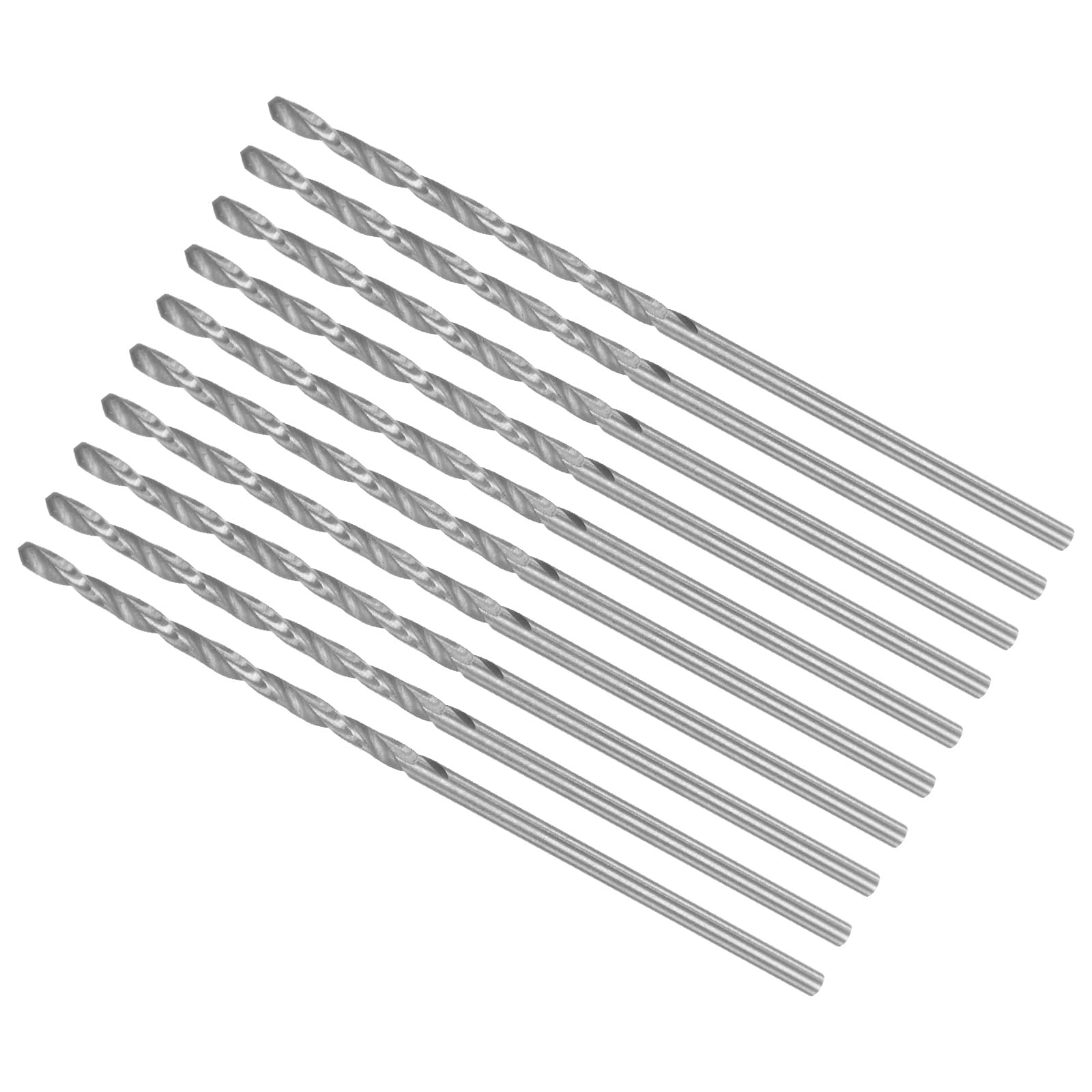 CoCud Micro Drill Bits, 1.3mm Drill Diameter 44mm Total Length, 6542 High Speed Steel Fully Ground Twist Drill Bit - (Applications: for Copper Metal Wood), 10-Pieces
