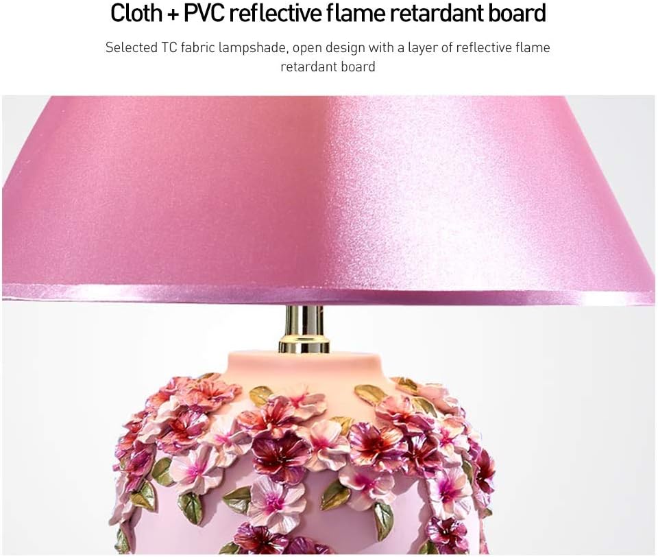Bedroom Bedside Lamp European Style Eye Protection Led Table Lamp Wedding Gift Living Room (Color : Red) (Pink)