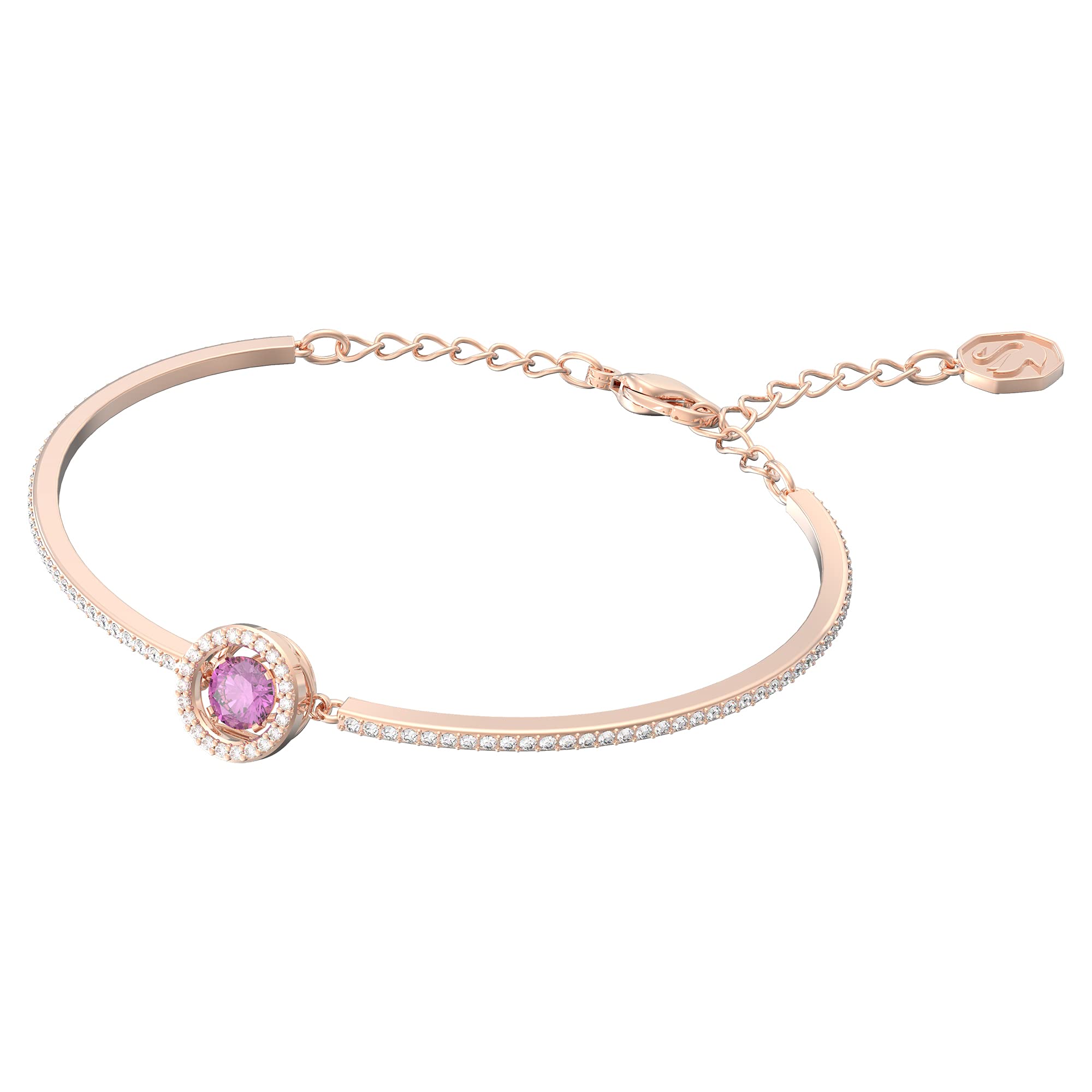 Swarovski Sparkling dance bangle, Purple, Rose gold-tone plated