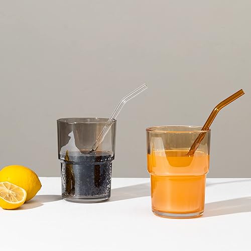 Miniatura 5 de BLUEPOLAR Paquete de 4 popotes de vidrio reutilizables, tamaño 0.315 x 0.315 in, juego de 2 popotes rectos y 2 doblados con 1 cepillo de limpieza,