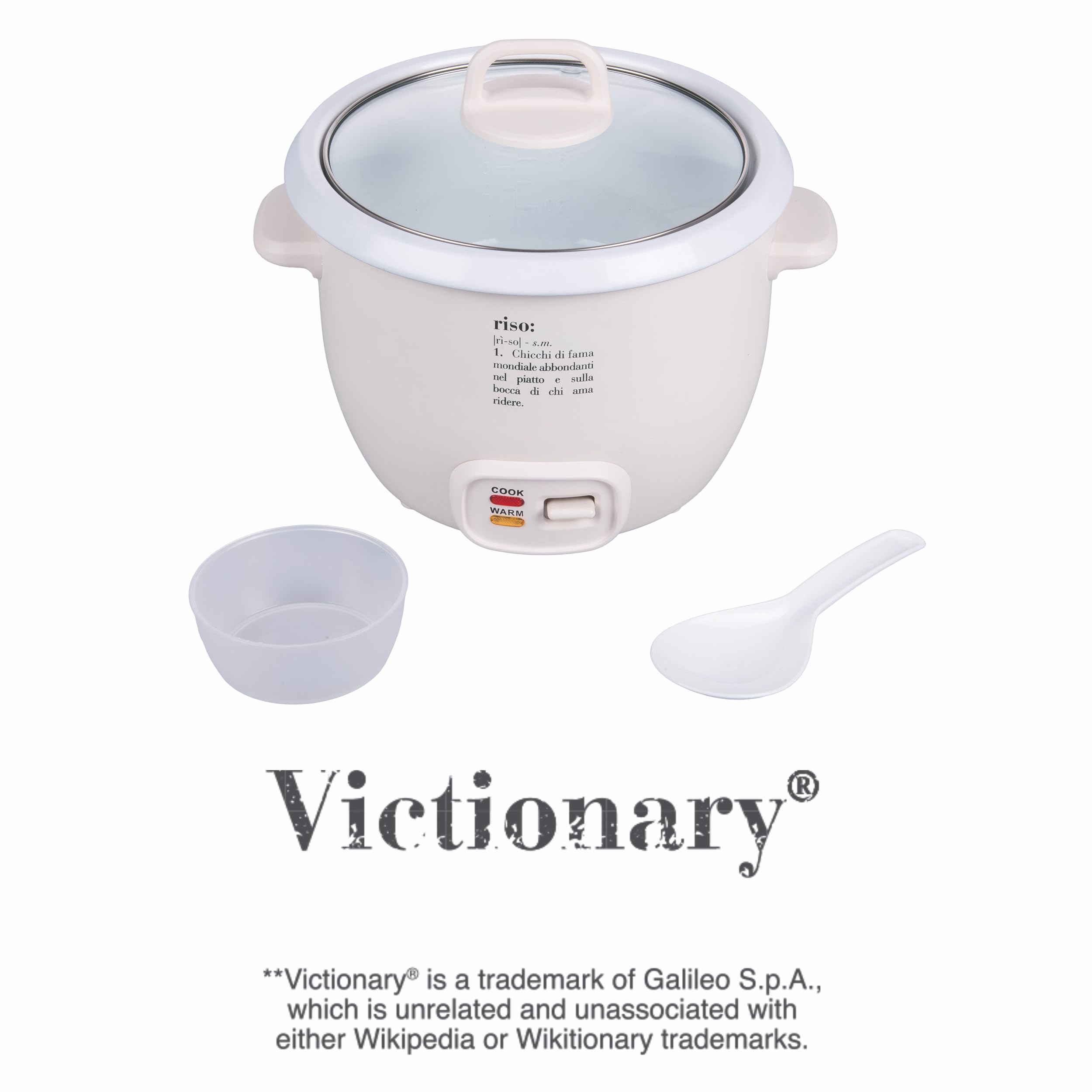 Cuiseur à riz en acier, couvercle en verre trempé, 2 fonctions, 400 W, ivoire, Victionary