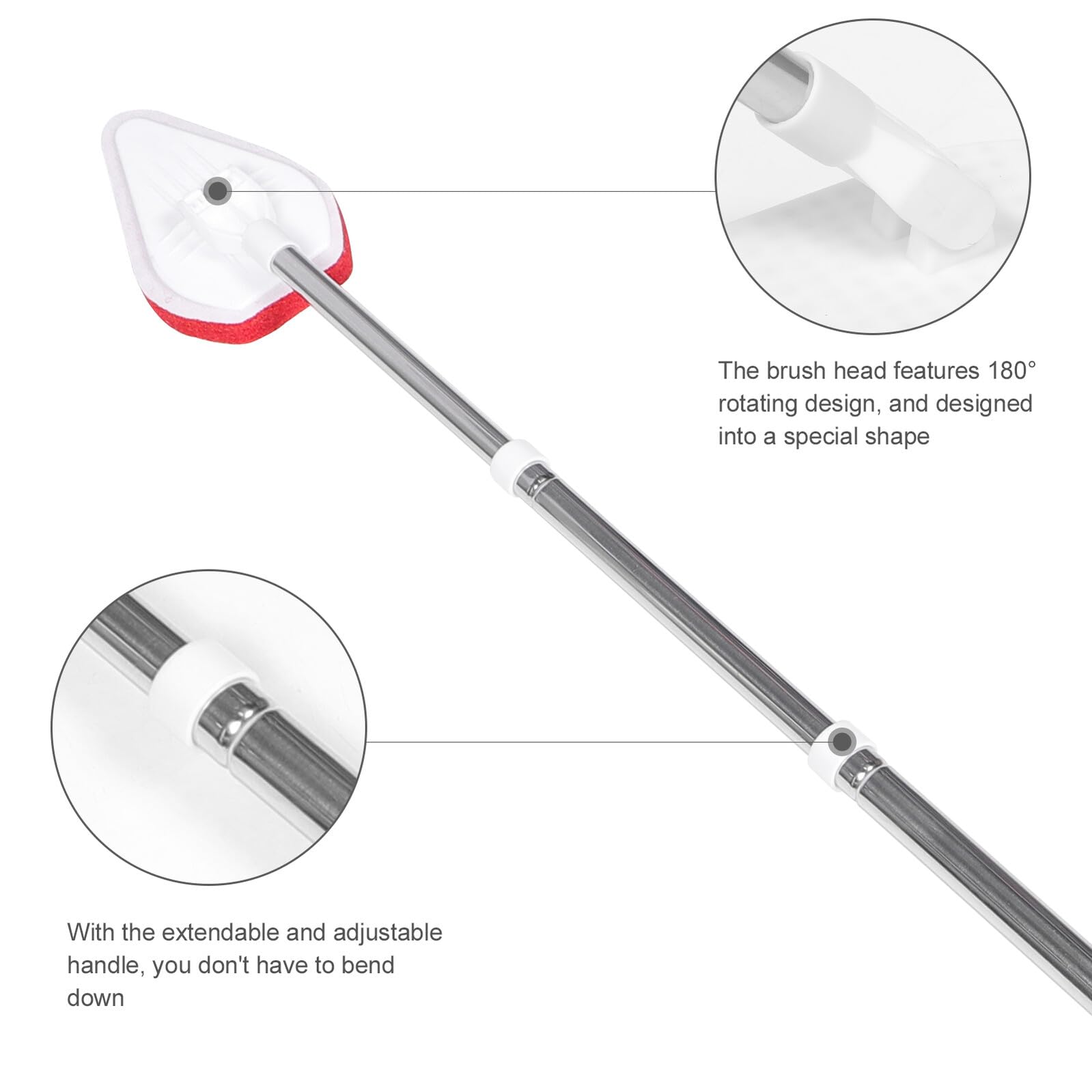 Cabilock Cepillo Fregador de Suelos Cepillo Multifuncional con Mango Extensible de Acero Inoxidable y Pp para Limpiar Azulejos y Paredes para Patios y Bañeras