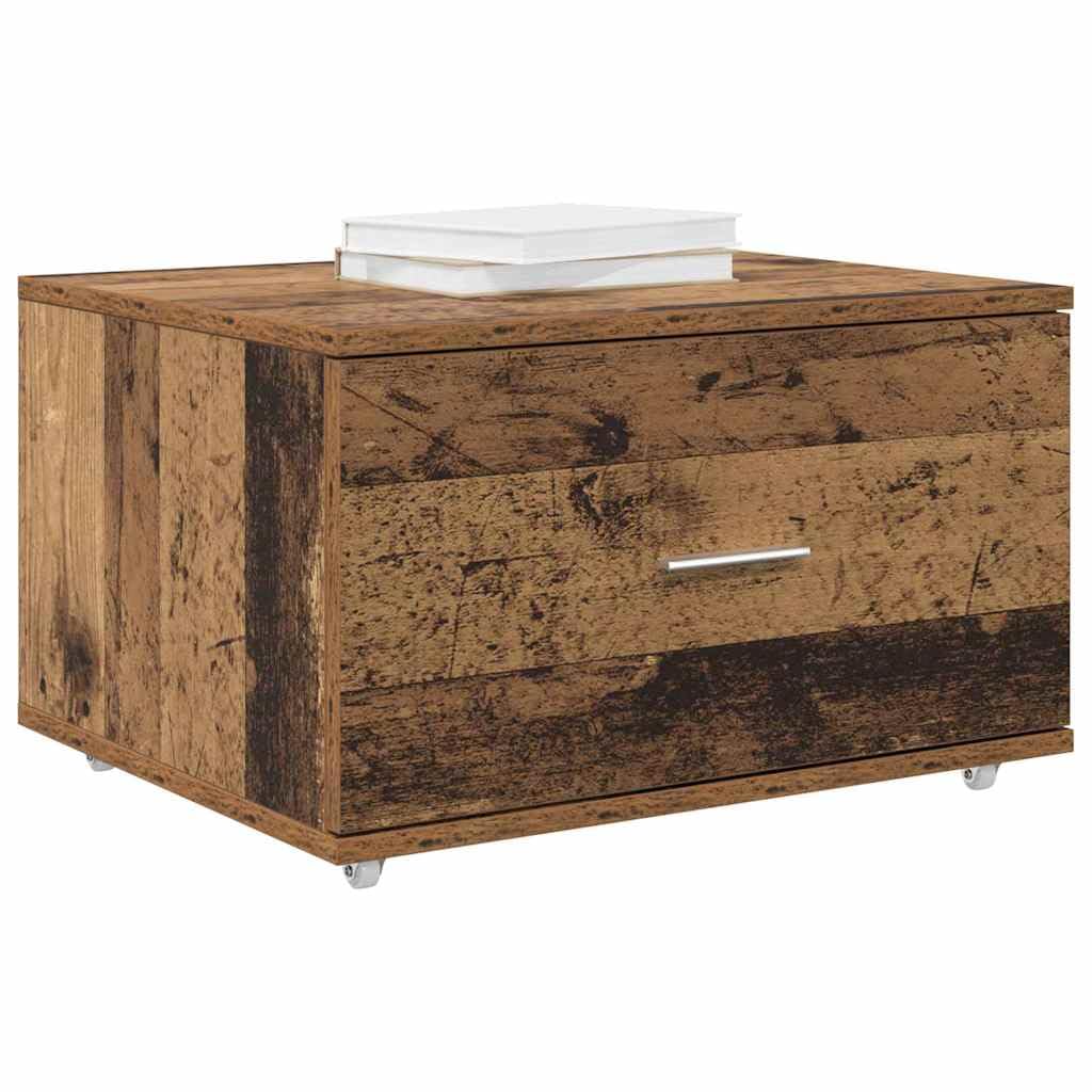 vidaXL Drawer Cabinet with Wheel Old Wood 55 x 45 x 31 cm, Rectangular, Modern Drawer Cabinet, Ample Storage Solution for Home, Organized Indoor Space, Functional Furniture, Minimalist