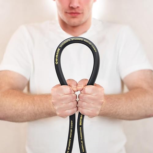 Miniatura 5 de EVEAGE Manguera de lavado a presión de 38 de pulgada, 50 pies, 4800 PSI de alambre de acero de grado industrial trenzado y chaqueta de goma