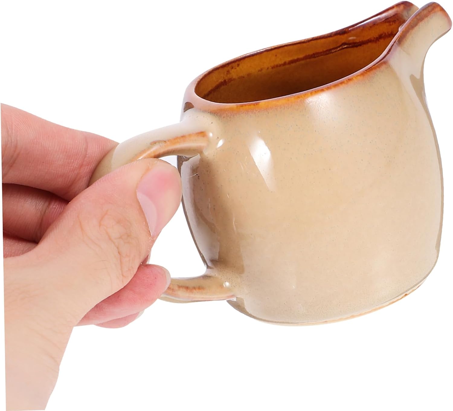 Ceramic Milk Pitcher with Spout and Handle Small Creamer Container for Coffee and Tea 12oz Capacity Versatile for Syrup and Sauces Elegant White Porcelain Design