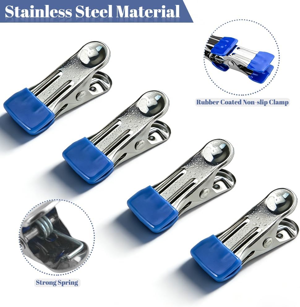 Clothes Pins Heavy Duty 100 Pack 10 Colors 2.17 Inch Stainless Steel Colored Laundry Clips Windproof Metal Clothespins for Hanging Laundry, Photo, Socks, Food Bags