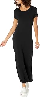 Amazon Essentials Damen Kurzärmliges Fließendes T-Shirt-Kleid Lang