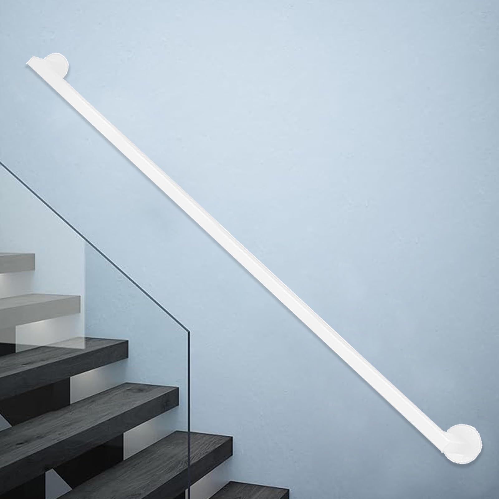 Rampe d'escalier blanche 360 cm pour éviter les chutes sur marches glissantes