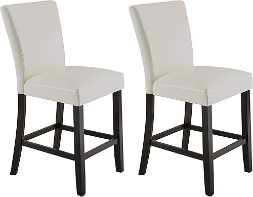 MODERION Sillas de mostrador, juego de 2 taburetes de bar con respaldo, sillas de comedor de 40 pulgadas con superficie impermeable y patas de