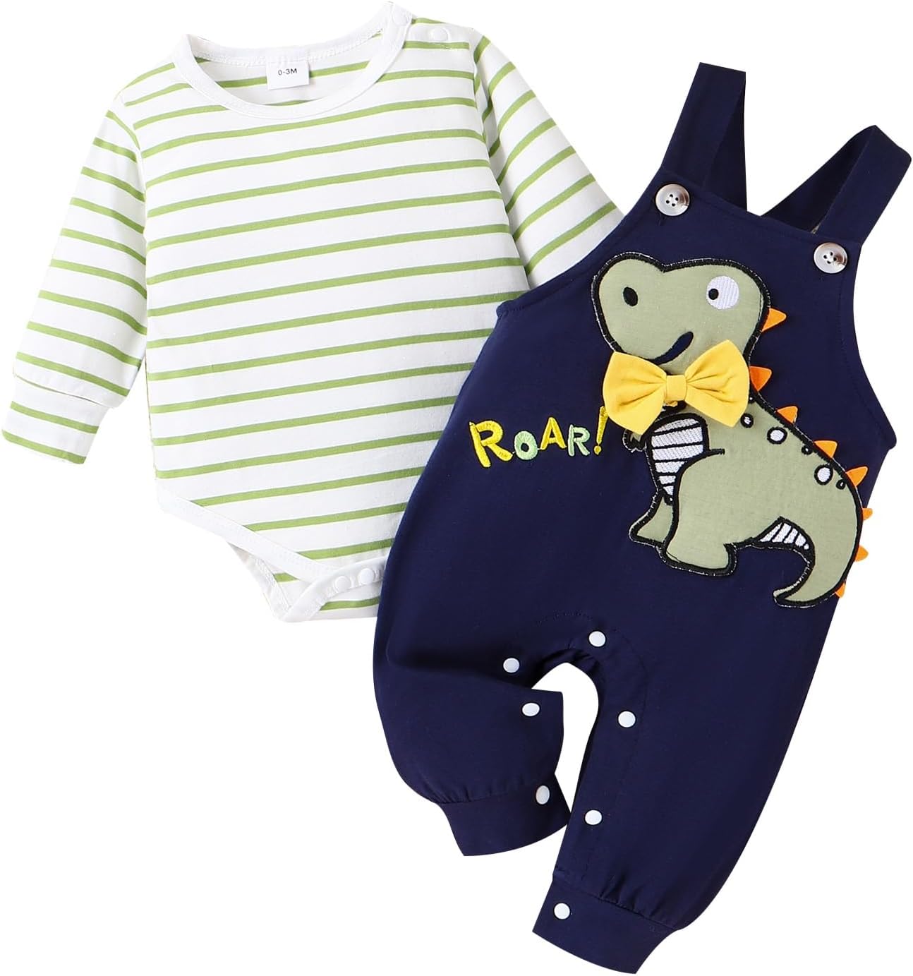 TOKIAGO Baby Boy Clothes Newborn Outfits Fall Winter Striped Romper Infant Cartoon Overall Adjustable Suspender Pants Set