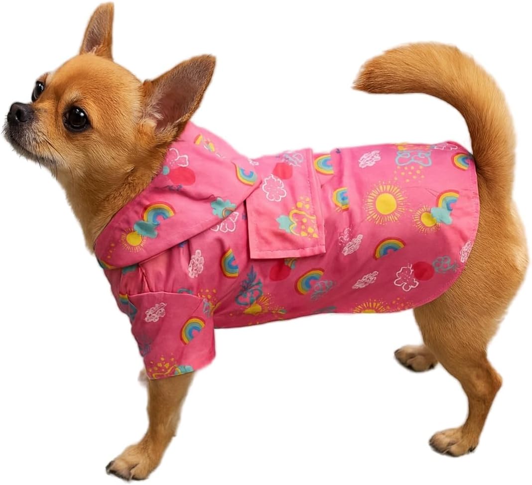 İçi Polarlı Gökkuşaklı Köpek ve Kedi Yeleği & Ceketi Pembe XL