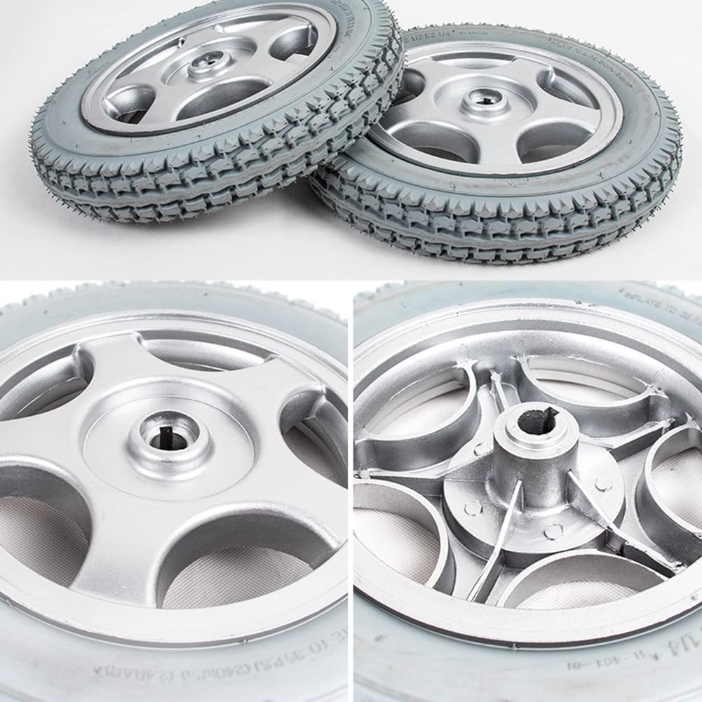 LekLai Conjunto de Ruedas Traseras para Silla de Ruedas de 12 Pulgadas (2), Ruedas Traseras Sólidas Antideslizantes de 12 "X 2", Pieza de Repuesto para Silla de Ruedas Eléctrica/Grey/12"X2"