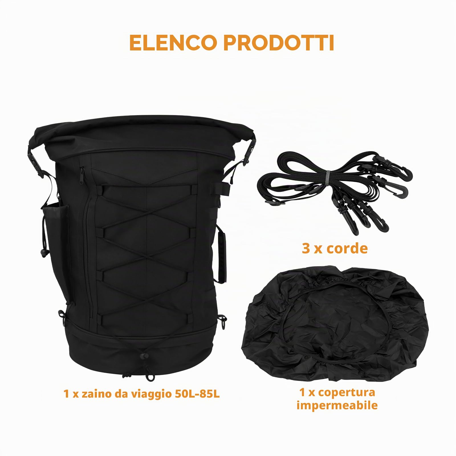 Borsa da viaggio con schienale da moto Sissy Bar Borsa da viaggio di grande capacità Borsa da viaggio espandibile 50L-80L Borsa posteriore con copertura antipioggia e tracolla Misura