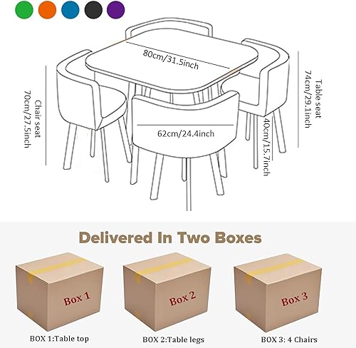Miniatura 7 de Juego de mesa de comedor cuadrada con sillas, mesa de cocina compacta y 4 sillas, mesa de conferencias moderna con sillas, mesa de recepción para