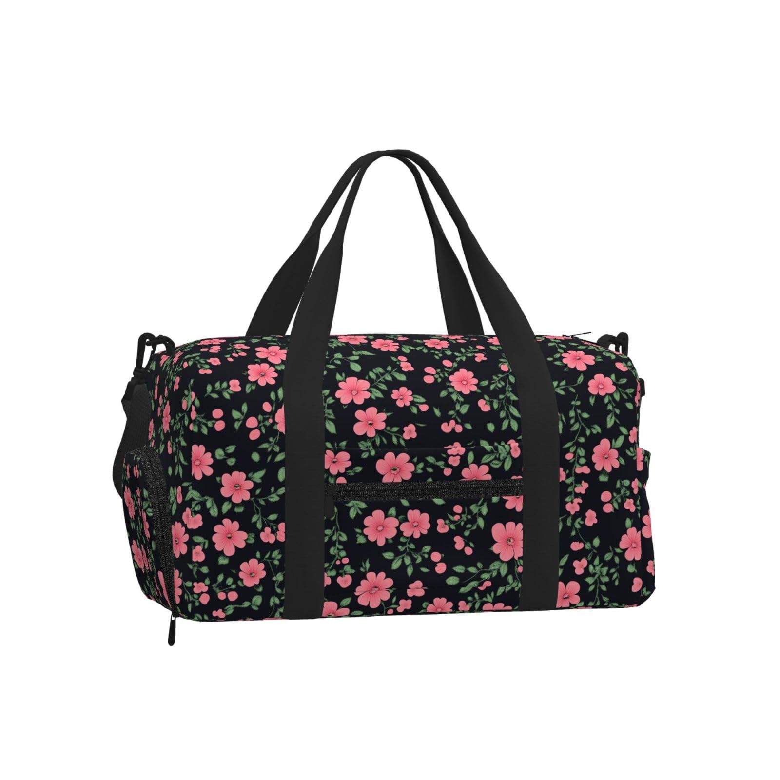Mexpekil Sac de sport avec compartiment à chaussures étanche Grand sac fourre-tout de voyage, Petit motif floral rose, One Size, Classique