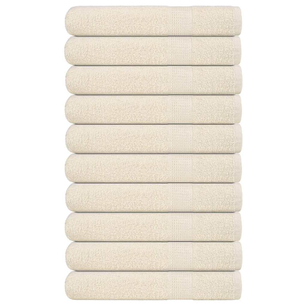 Ręczniki FROGN 10 szt., kremowe, 100 x 200 cm, 360 g/m², bawełna, chłonne, wytrzymałe, ze szlufką, do ręcznika kąpielowego, plażowego, sauny, spa, wellness, podróży, fitnessu
