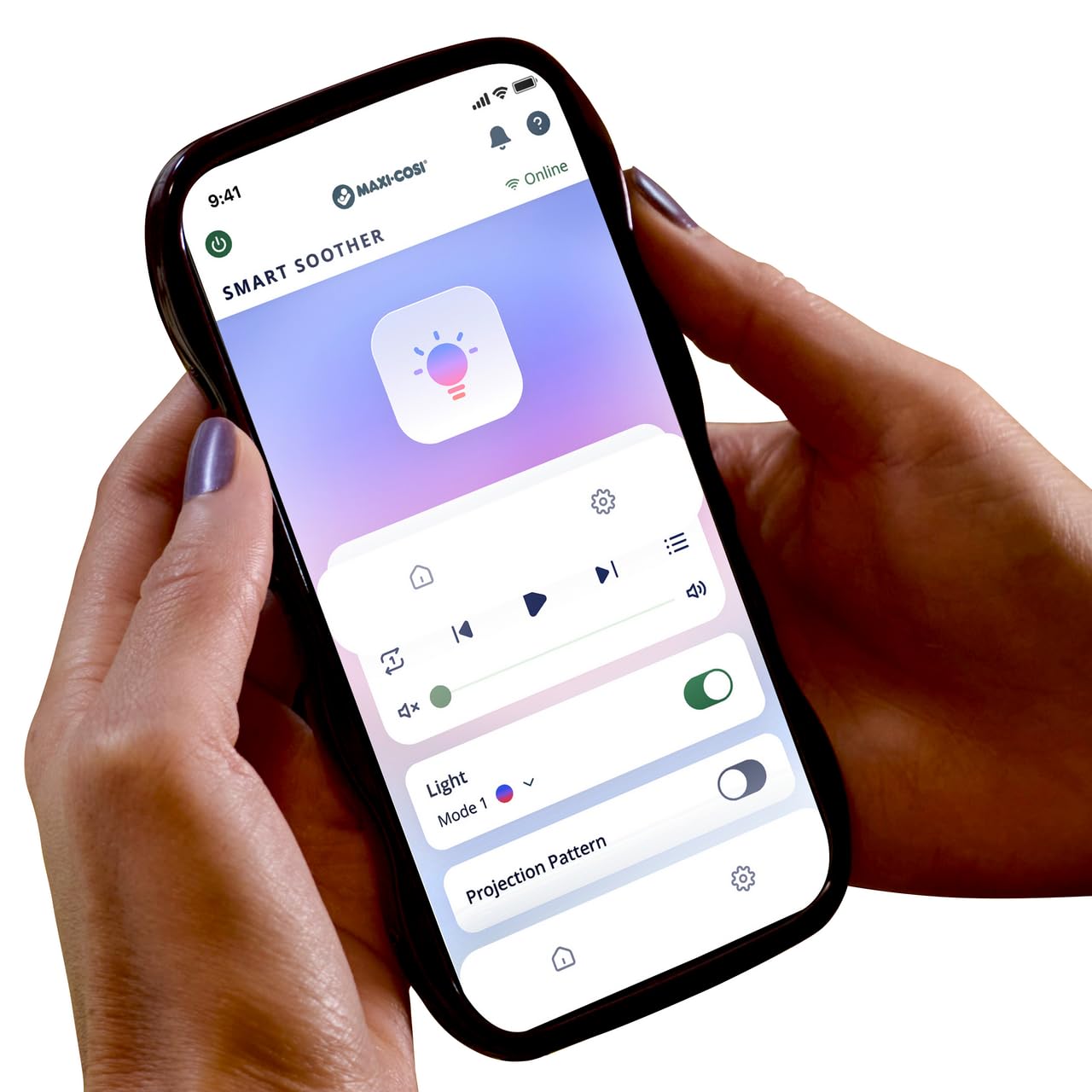 Maxi-Cosi Soothe Pro Smartes 3-in-1-Gerät, Nachthimmel-Projektor, Vom Nachtlicht zur Digitaluhr, Volle Kontrolle über die App, Schlaflieder und eigene Playlists, Teil von Maxi-Cosi Connected Home