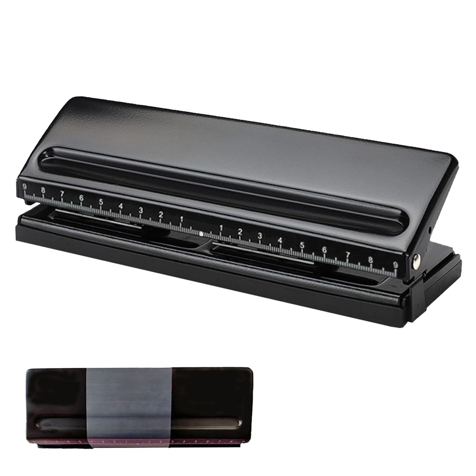6 Hole Punch, Adjustable 6 Hole Office Hole Puncher, Adjustable Metal 6 Hole Punch Machine, Binder Edge Puncher, 6 Sheets Punching Capacity Binder Puncher, for A3, A4, A5, B3, B4, B5 Paper, Black