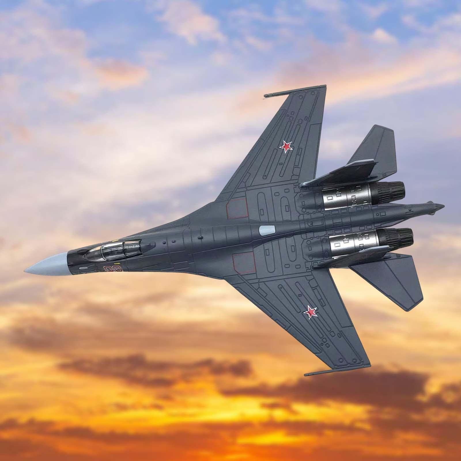 NUOTIE Sukhoi SU-35 Super Flanker 1/100 Kit de Modèle d'Avion en Métal Moulé sous Pression Modèle Militaire de Chasse en Alliage Pré-Construit avec