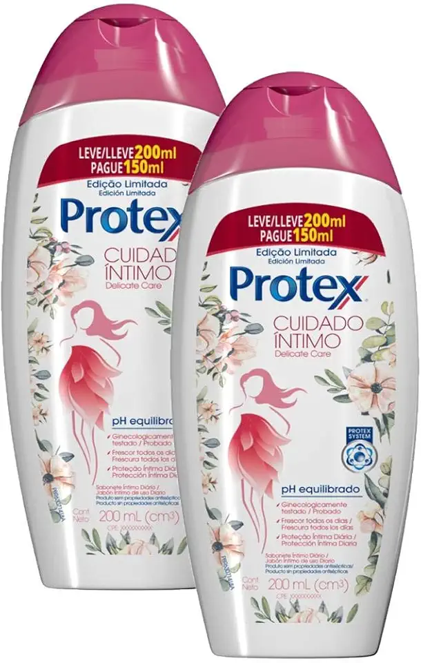 Kit Sabonete Líquido Íntimo Protex Cuidado Íntimo Delicate Care 200ml com 2 unidades