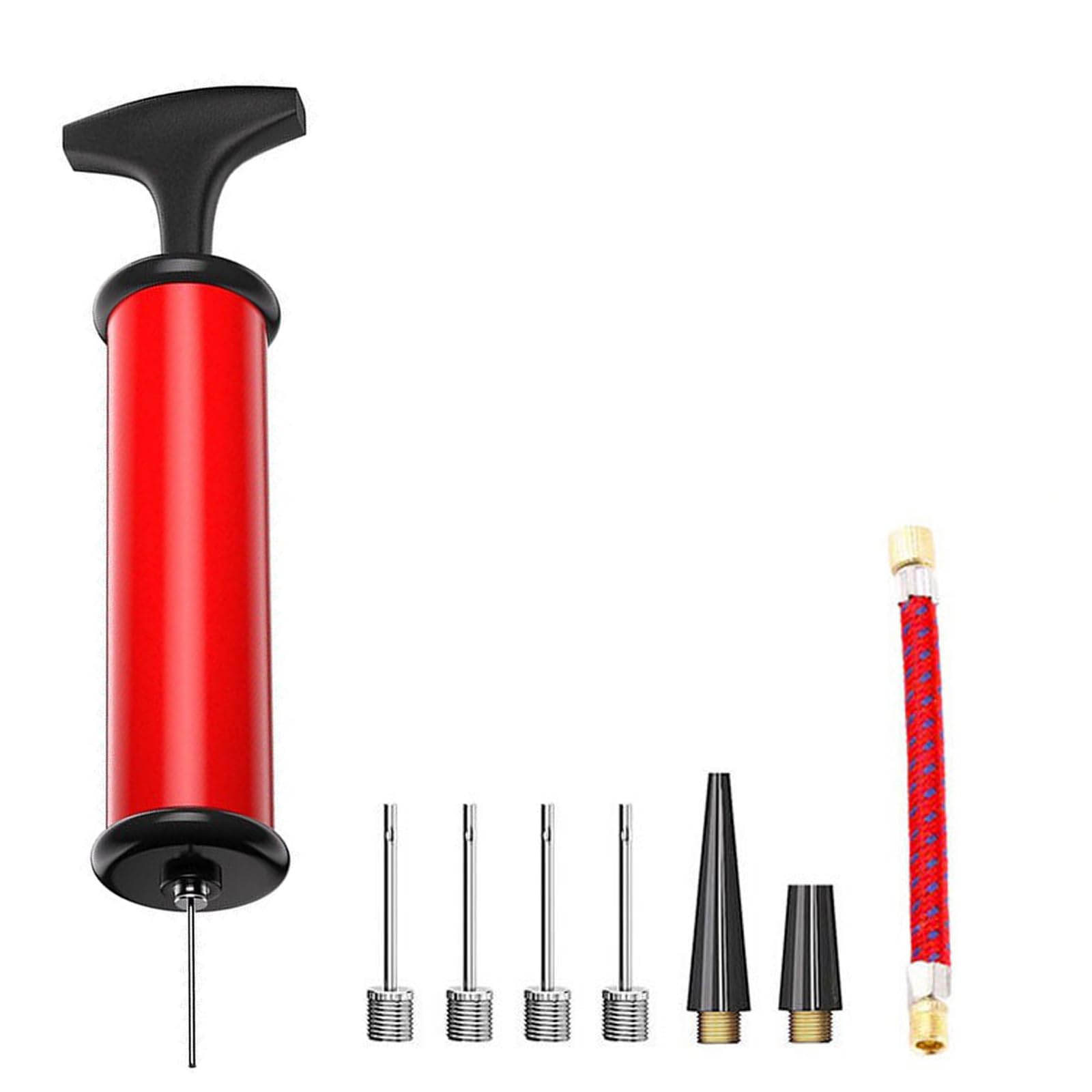 HRLORK 9 Pcs Football Pump Ball Pump with Needle Stainless Ball Inflation Portable Inflating Needle Valve Adapter for Football Basketball Volleyball Balloon-Red