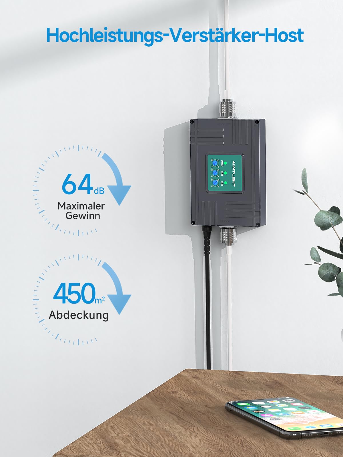 Handy Signalverstärker Triband-Repeater Verstärker Alle Netze LTE GSM 3G 4G 800MHz 900MHz 2100MHz EGSM WCDMA UMTS Verstärker Sprachanruf und Daten für Multi Mobile Netzwerkanbieter