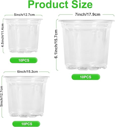 Miniatura 2 de JERIA Paquete de 30 macetas transparentes de 567 pulgadas con agujeros de drenaje, maceta transparente para plantar, macetas de plástico