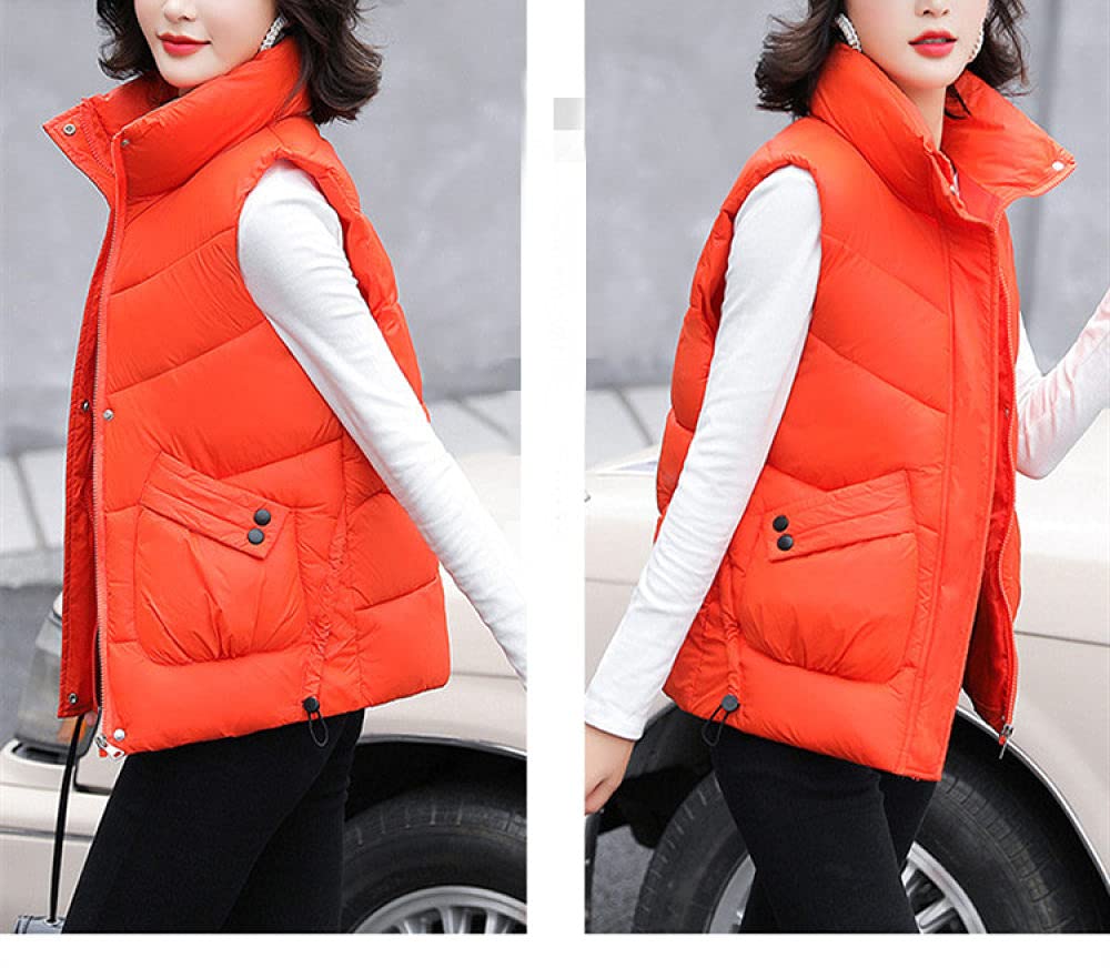 Chaleco Sin Mangas Para Mujer, Chaleco Acolchado Mujer Chaqueta Sin Mangas Naranja Glossy Puffer Steppweste Chaleco Elegante Chaleco Acolchado Sin Mangas Abrigo Puffer Mujer Niña Invierno Chaleco