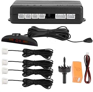 Car Parking Sensors Radar, Car English Voice Broadcast Reverse Backup Parking Detector System with 4 Radar Sensor(White)