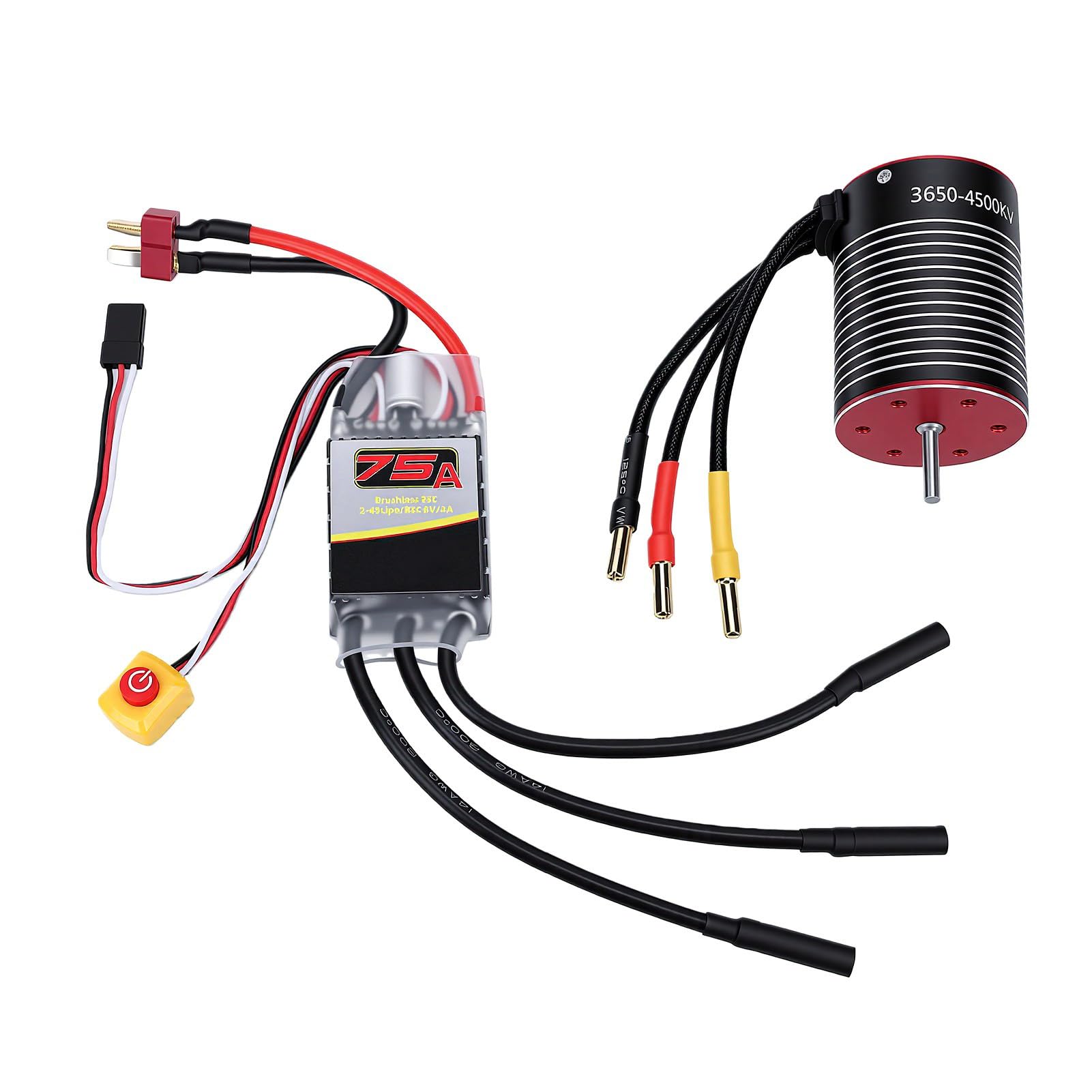 Silnik Bezszczotkowy 3650 4500KV z Regulatorem, Wodoszczelny 75A