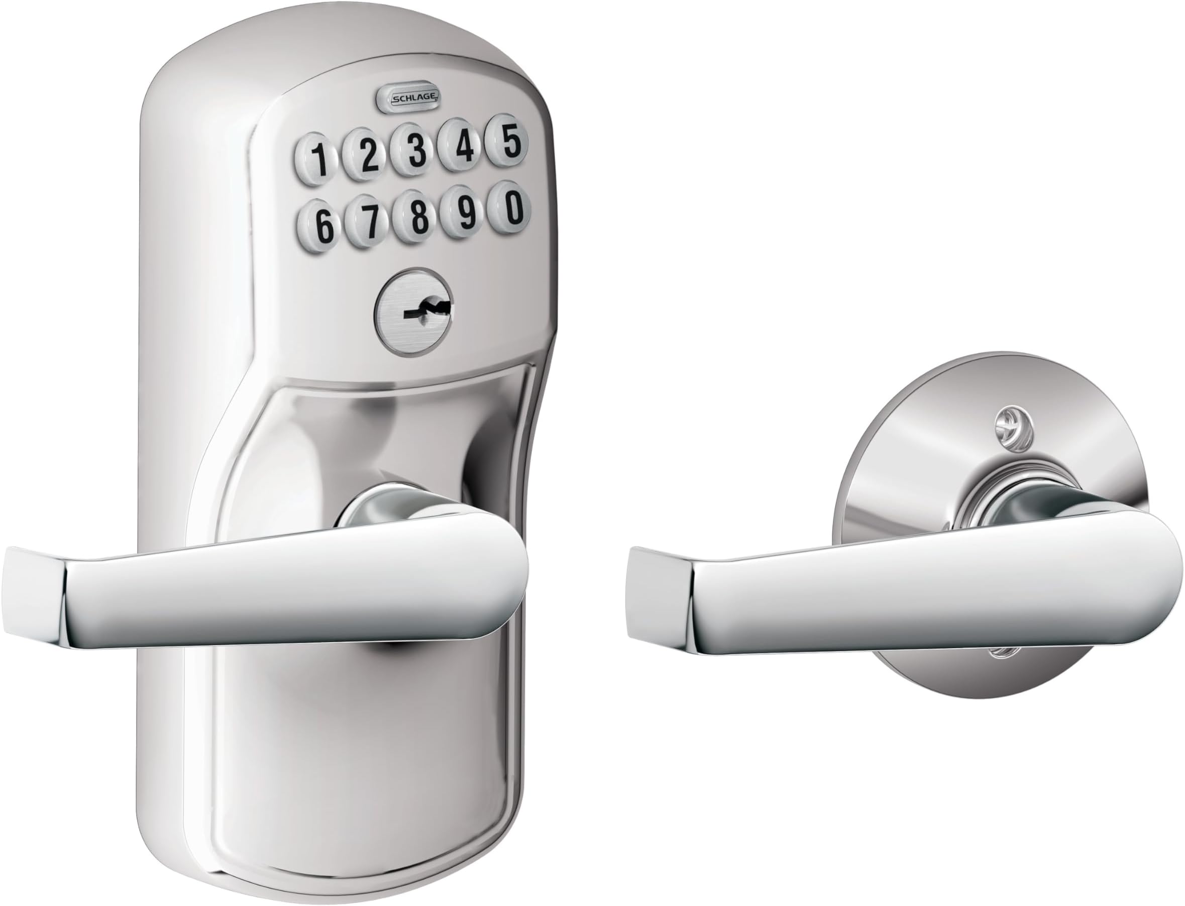 FE575 PLY 626 ELA Plymouth Keypad Entry with Auto-Lock and Elan Levers, Brushed Chrome