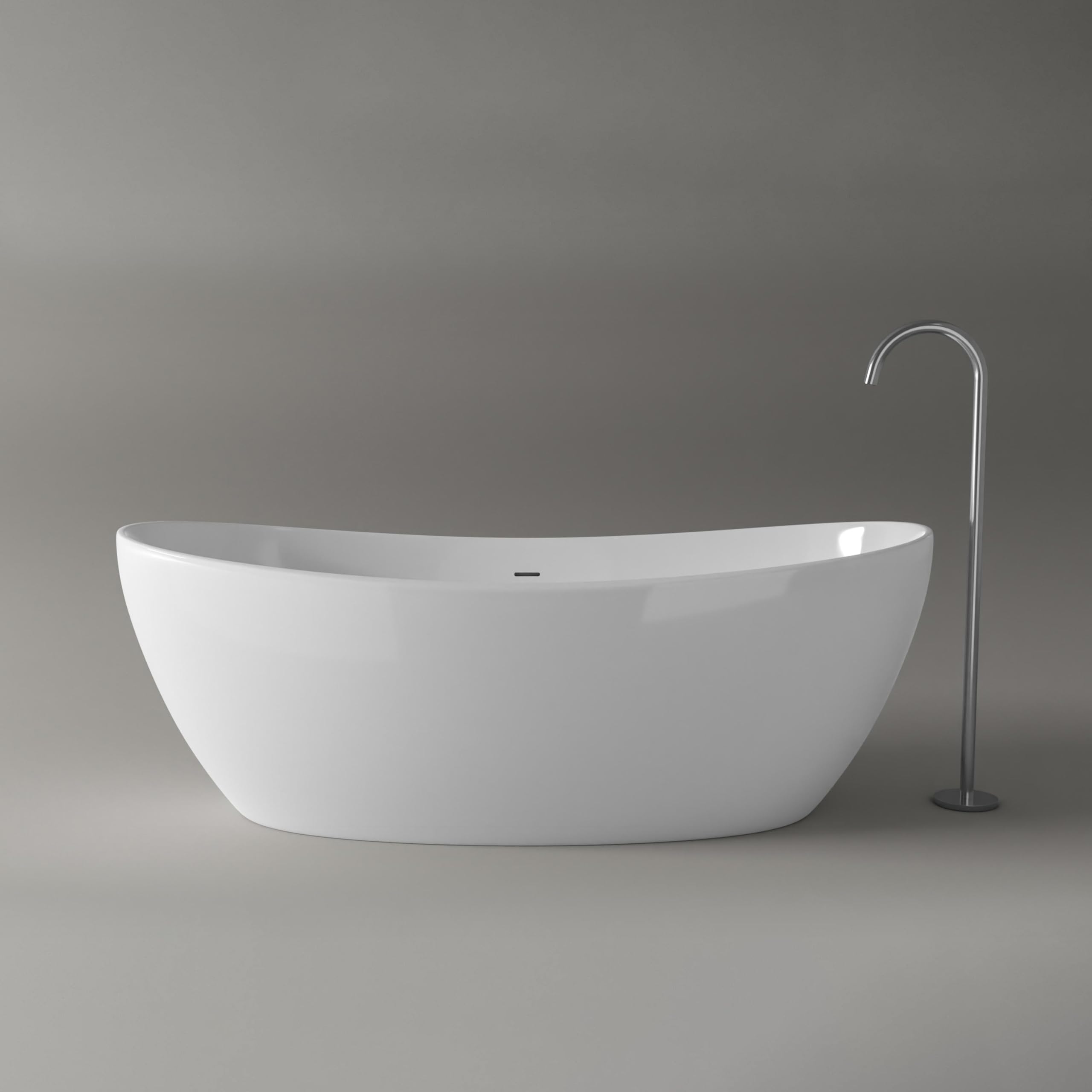 Vasca da bagno freestanding HAWAII STONE - 180 x 85 cm - -Colore:Bianco opaco, Senza rubinetteria, Senza sistema di drennaggio