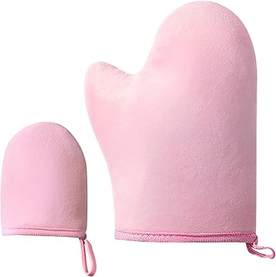 2 Piezas Guante Autobronceador Corporal, Self Tan Mitt Aplicador Autobronceador, Cuerpo Manopla, para Crema Autobronceadora Cuerpo y Acelerador Potenciador Bronceado-Marrón