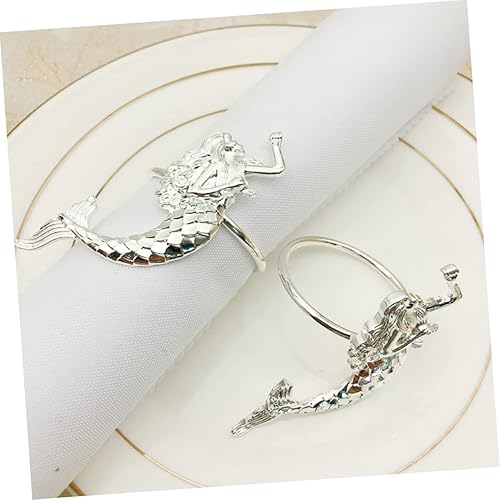 Miniatura 2 de Abaodam Servilleteros de sirena para decoración de otoño, decoración de mesa de boda, para mesa de 2 piezas, hebilla de servilleta de dibujos