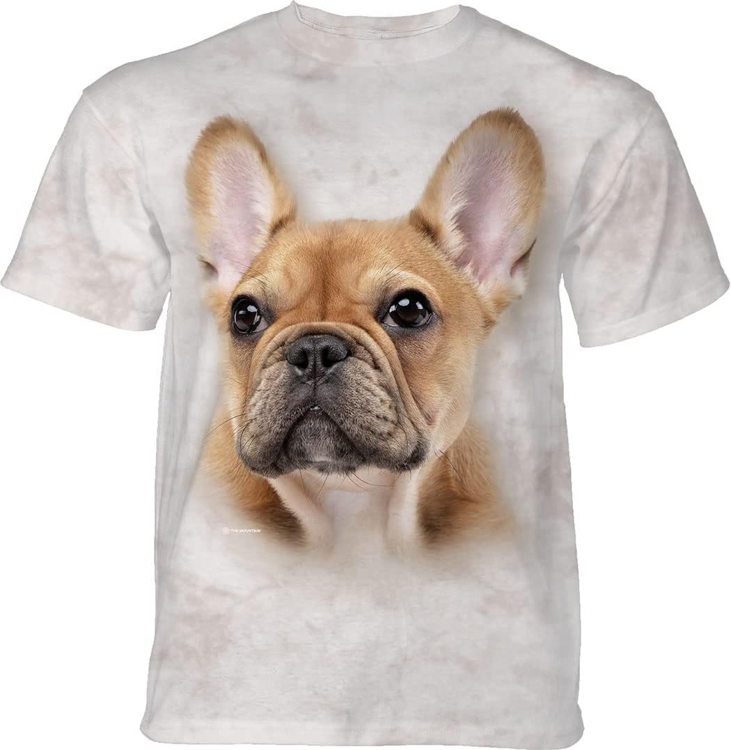 The MountainLittle Frenchie Face Adult T-Shirt, Gray, Large, Gray, L