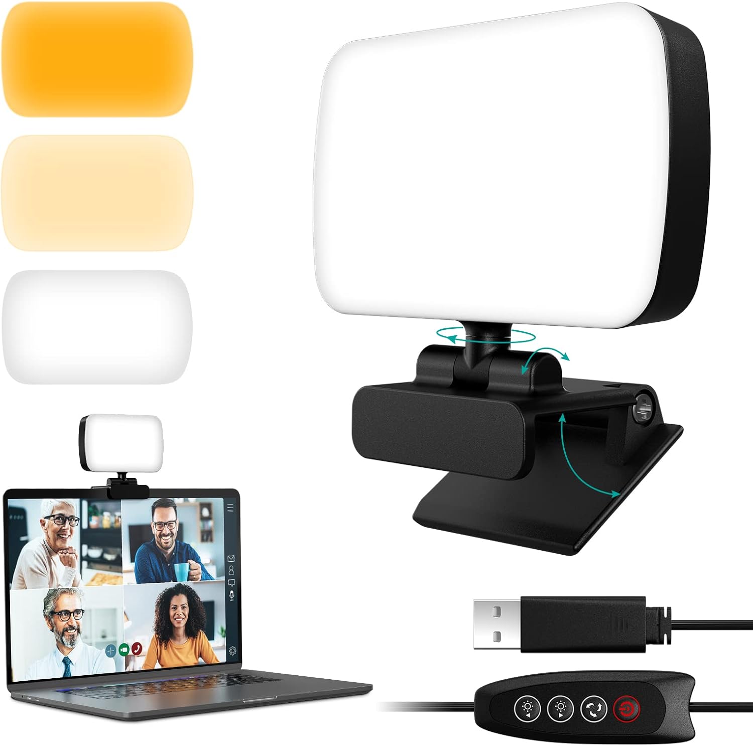 Conference Video Light, RealPlus Clipon Laptop Light with 120 LEDs and