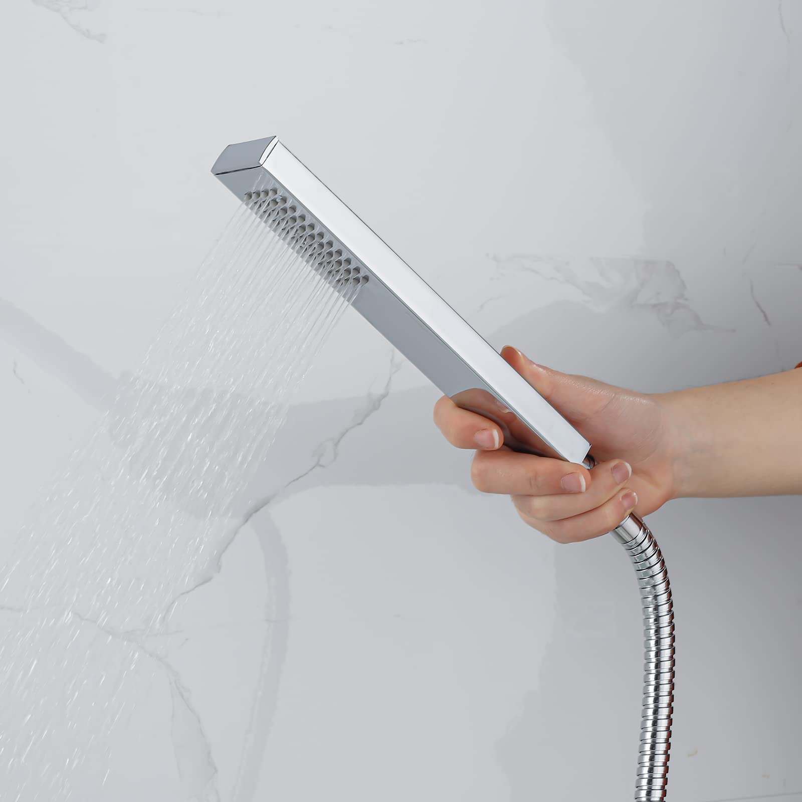 Ducha de baño de Mano con rociador de Acero Inoxidable SUS304, Ducha de Mano de Alta presión, rociador de Mano Recto de Cromo Pulido