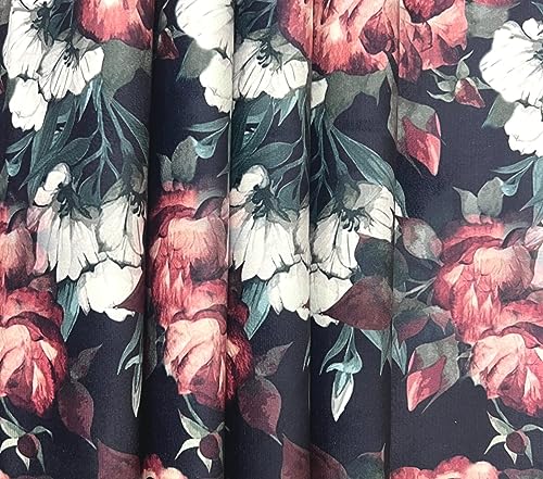 Image of Printed Sofa seat Cover for 5 Seater (3+2) with Heavy Antiskid Backing & Machine Washable Sofa seat Runner for Couch - Black Floral